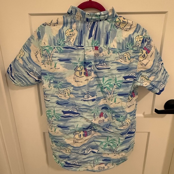 Vineyard Vines Hawaiian Shirt Men’s Medium Blue Tropical Button 100% Cotton - Picture 5 of 5